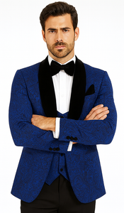 Rossi Man RM1483 – Slim Fit Smoking Style 3-Piece Tuxedo for Men - Elegant Modern Formalwear