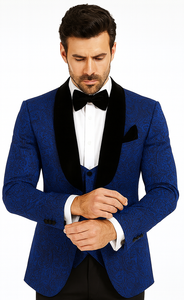 Rossi Man RM1483 – Slim Fit Smoking Style 3-Piece Tuxedo for Men - Elegant Modern Formalwear