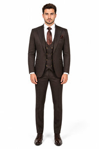 Rossi Man BOND RM1753 Slim Fit 3-Piece Suit – 1-Button Peak Lapel Men’s Formalwear