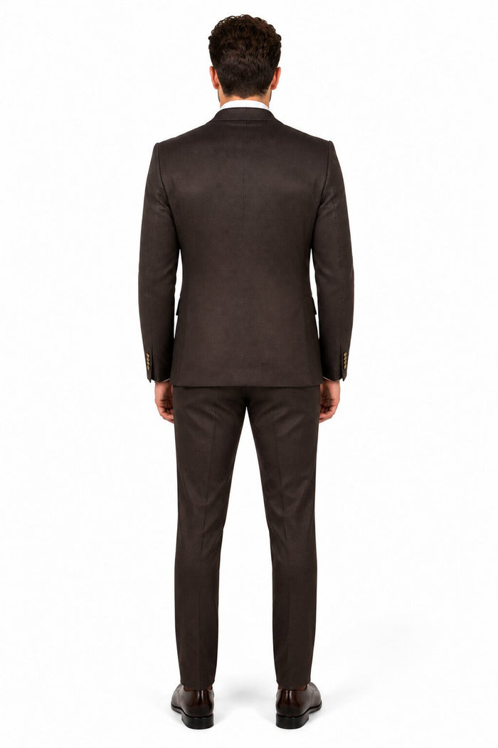 Rossi Man BOND RM1753 Slim Fit 3-Piece Suit – 1-Button Peak Lapel Men’s Formalwear