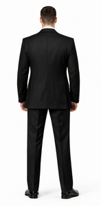Rossiman Black Suit for Men | Classic 1-Button Peak Lapel Jacket & Double-Breasted Vest – Italian Tailored 3-Piece Luxury Suit