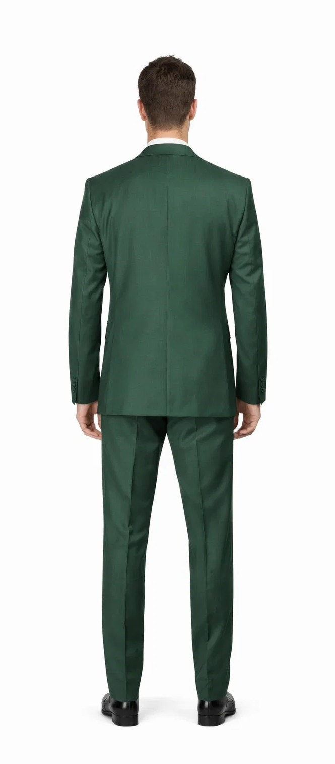 Rossiman Hunter Green Slim Fit Men’s Suit | 3-Piece Vested Set with Flat Front Trousers – Italian Tailored Elegance