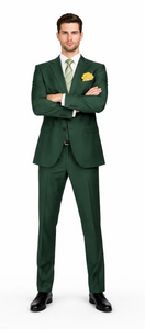 Rossiman Hunter Green Slim Fit Men’s Suit | 3-Piece Vested Set with Flat Front Trousers – Italian Tailored Elegance