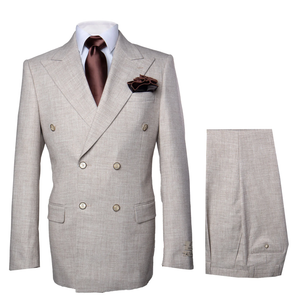 Rossiman Men’s Light Brown Wool Suit – Classic Fit with Baggy Pleated Wide-Leg Trousers