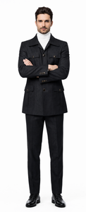Rossiman Men’s Black Safari Walking Suit – Jacket & Trousers Set