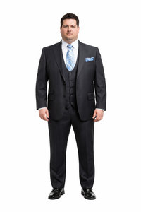 Rossiman Men’s Dark Gray Slim Fit Suit | 3-Piece Vested Set with Flat Front Pants – Italian Tailored Modern Elegance