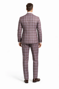 Rossiman Men’s Gray & Lavender Plaid Double-Breasted Suit