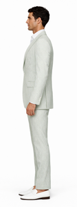 Rossiman Men’s Light Green Seersucker Suit – Peak Lapel Summer Formalwear