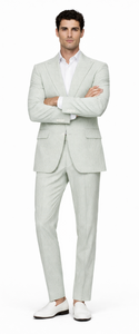 Rossiman Men’s Light Green Seersucker Suit – Peak Lapel Summer Formalwear
