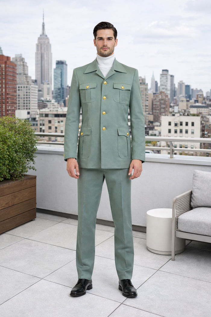 Seersucker Suit Peak Lapel Suit in Color "Mint Green " - Summer Fabric Tone on Tone Shadow Stripe By Rossiman