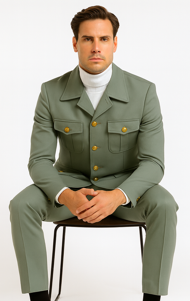 Rossiman Men’s Mint Green Seersucker Suit – Peak Lapel Summer Formalwear