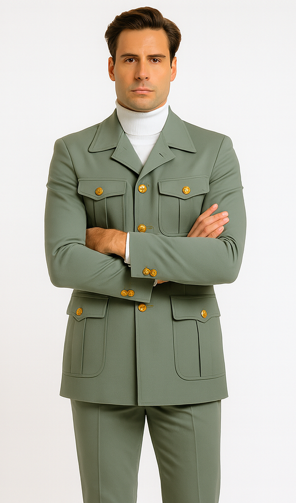 Rossiman Men’s Mint Green Seersucker Suit – Peak Lapel Summer Formalwear