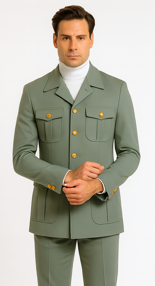 Rossiman Men’s Mint Green Seersucker Suit – Peak Lapel Summer Formalwear