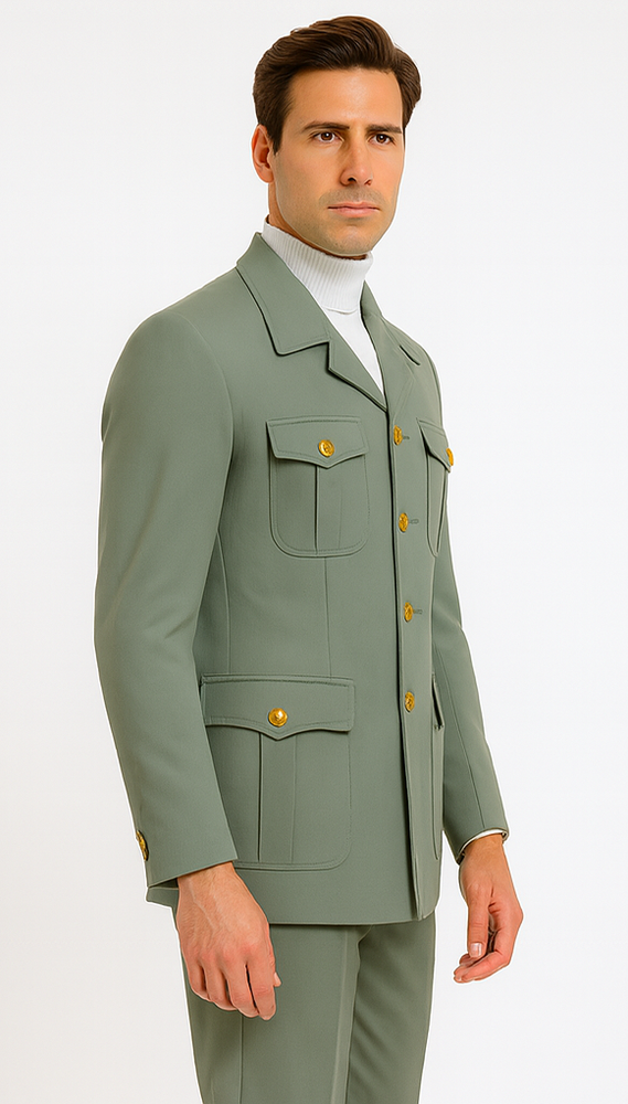 Rossiman Men’s Mint Green Seersucker Suit – Peak Lapel Summer Formalwear