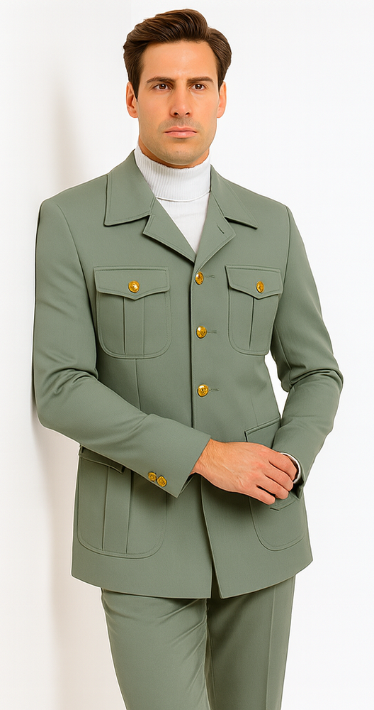 Rossiman Men’s Mint Green Seersucker Suit – Peak Lapel Summer Formalwear