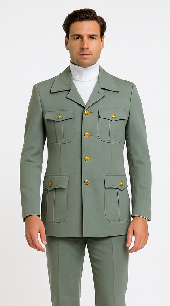 Rossiman Men’s Mint Green Seersucker Suit – Peak Lapel Summer Formalwear