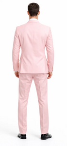 Rossiman Men’s Pink Suit | 1-Button Peak Lapel Jacket & Double-Breasted Vest – Italian Tailored 3-Piece Luxury Suit