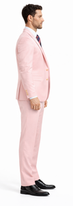 Rossiman Men’s Pink Suit | 1-Button Peak Lapel Jacket & Double-Breasted Vest – Italian Tailored 3-Piece Luxury Suit