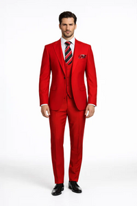 Rossiman Men’s Red Slim Fit Suit | Stylish Double-Breasted Jacket – Italian Tailored 3-Piece Luxury Suit for Men