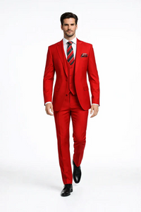 Rossiman Men’s Red Slim Fit Suit | Stylish Double-Breasted Jacket – Italian Tailored 3-Piece Luxury Suit for Men