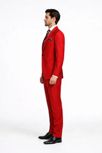 Rossiman Men’s Red Slim Fit Suit | Stylish Double-Breasted Jacket – Italian Tailored 3-Piece Luxury Suit for Men