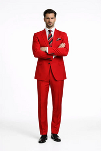 Rossiman Men’s Red Slim Fit Suit | Stylish Double-Breasted Jacket – Italian Tailored 3-Piece Luxury Suit for Men