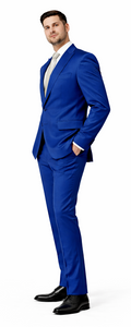 Rossiman Men’s Royal Blue Glossy Sateen Suit | Bold & Refined Look – Italian Luxury Double-Breasted Suit for Men