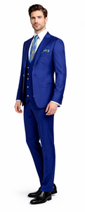 Rossiman Men’s Royal Blue Slim Fit Suit | Sophisticated Double-Breasted Design – Italian Tailored 3-Piece Luxury Suit