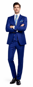 Rossiman Men’s Royal Blue Slim Fit Suit | Sophisticated Double-Breasted Design – Italian Tailored 3-Piece Luxury Suit