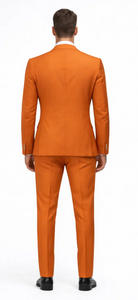 Rossiman Men’s Rust Slim Fit Suit | 3-Piece Set with Double-Breasted Vest & Flat Front Pants – Italian Tailored Luxury