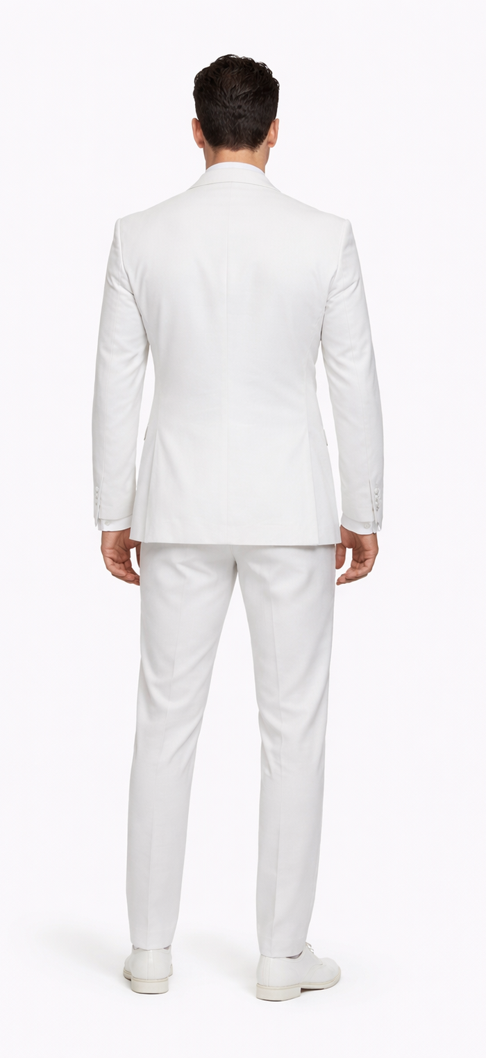 Rossiman Men’s White Seersucker Suit – Peak Lapel Summer Formalwear