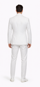 Rossiman Men’s White Seersucker Suit – Peak Lapel Summer Formalwear