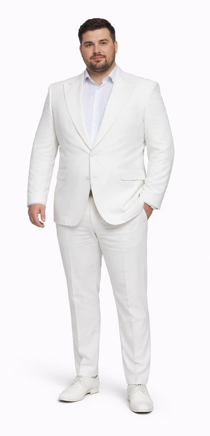Rossiman Men’s White Seersucker Suit – Peak Lapel Summer Formalwear