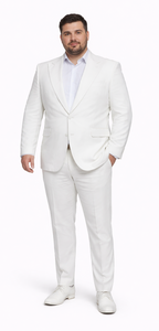 Rossiman Men’s White Seersucker Suit – Peak Lapel Summer Formalwear
