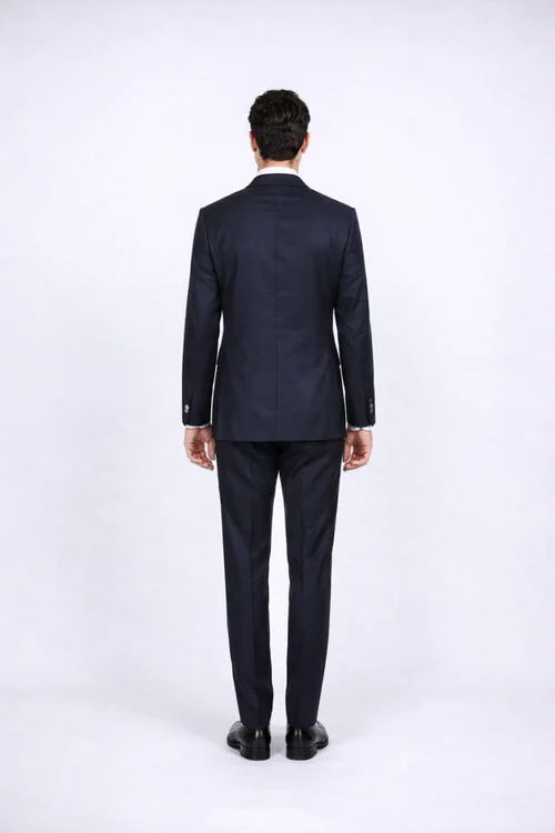 Rossiman Rossi Navy Blue Slim Fit Suit | Peak Lapel Tailored Formalwear for Men – Italian 3-Piece Luxury Suit