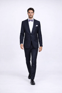 Rossiman Rossi Navy Blue Slim Fit Suit | Peak Lapel Tailored Formalwear for Men – Italian 3-Piece Luxury Suit