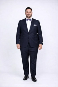 Rossiman Rossi Navy Blue Slim Fit Suit | Peak Lapel Tailored Formalwear for Men – Italian 3-Piece Luxury Suit