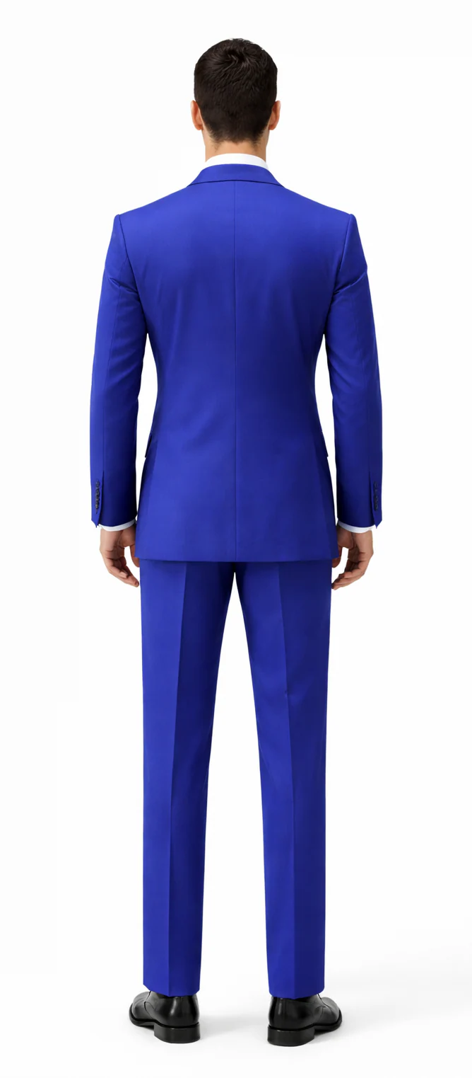 Rossiman Royal Blue Suit for Men | Classic 1-Button Peak Lapel Jacket & Double-Breasted Vest – Italian Tailored 3-Piece Luxury Suit