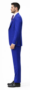 Rossiman Royal Blue Suit for Men | Classic 1-Button Peak Lapel Jacket & Double-Breasted Vest – Italian Tailored 3-Piece Luxury Suit
