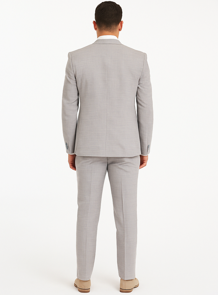 Rossiman Sharkskin Gray Plaid Suit - Double-Breasted Windowpane Suit for Men – Italian Tailored Elegance