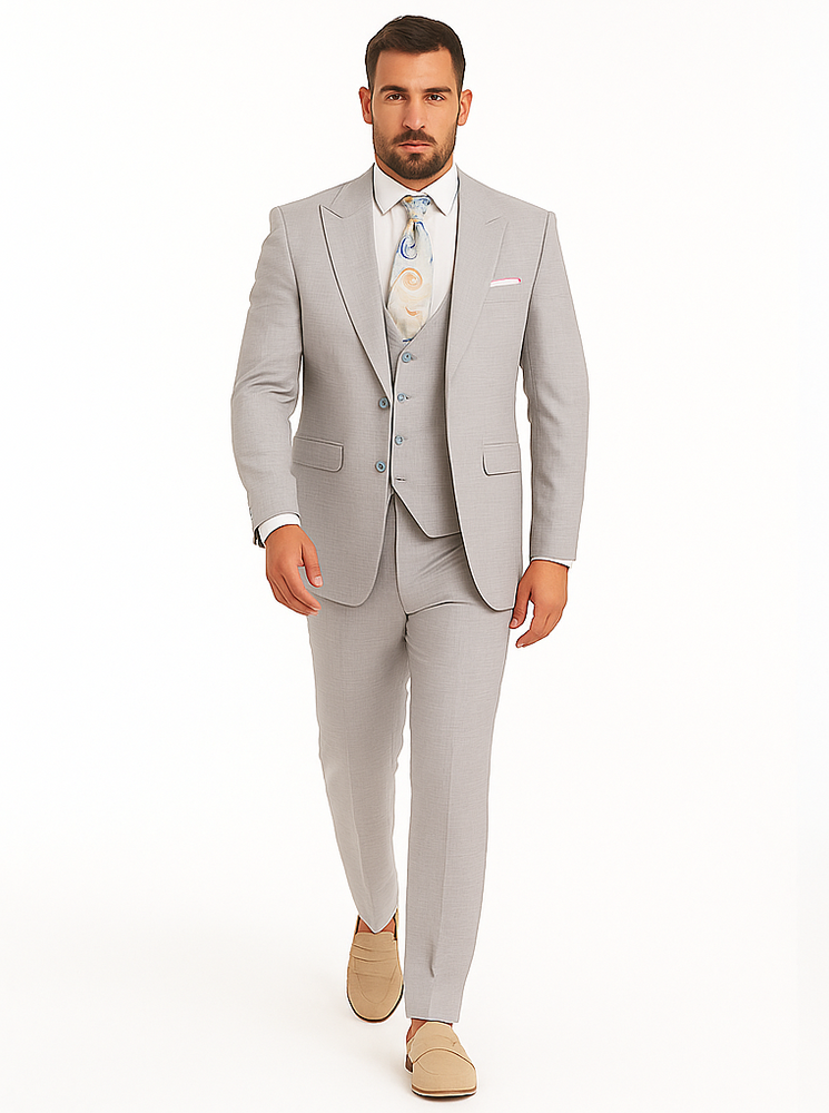 Rossiman Sharkskin Gray Plaid Suit - Double-Breasted Windowpane Suit for Men – Italian Tailored Elegance