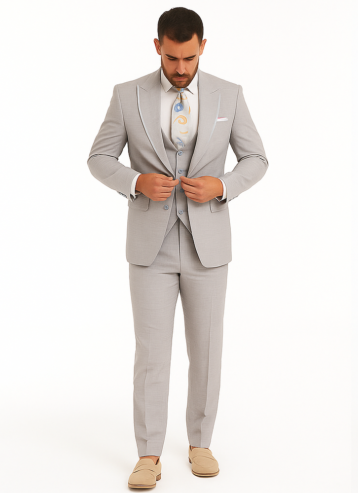 Rossiman Sharkskin Gray Plaid Suit - Double-Breasted Windowpane Suit for Men – Italian Tailored Elegance