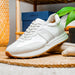 Zelli Roxi Italian Suede and Calfskin Luxury Sneaker in White