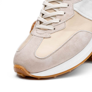 Zelli Roxi Luxury Sneaker in Taupe Suede and Smooth Calfskin