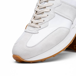 Zelli Roxi Italian Suede and Calfskin Luxury Sneaker in White