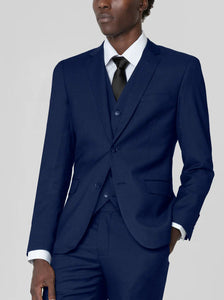 Royal Blue Birdseye Modern 2-Button Three Piece Suit