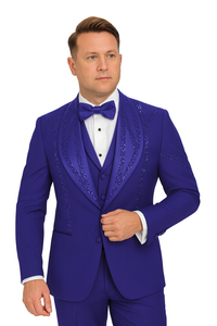 Royal Blue Italian Wool 3-Piece Modern Fit Tuxedo