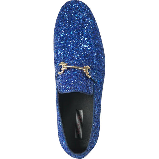 Royal Blue Tuxedo Buckle Loafer | Bravo Menswear | Glittering Sequin Finish - USA Men's Outlet