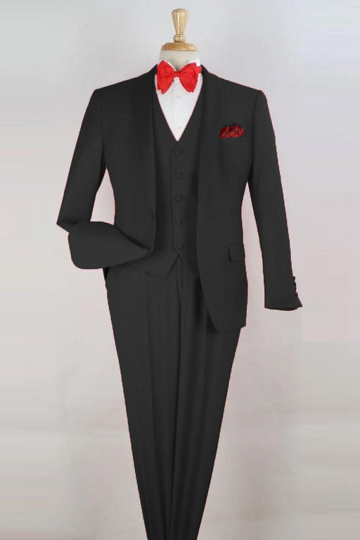 Royal Diamond Black 1-Button Vested Shawl Tuxedo: Modern Fit - USA Men's Outlet