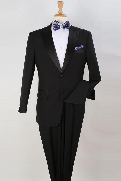 Royal Diamond Men's Tuxedo w/ Peak Lapel, 2 Button, Classic-Fit Pleats - Black - USA Men's Outlet